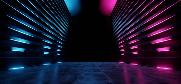 Neon futuristisches dunkles Retro-Science-Fiction-Dreieck außerirdisches Raumschiff lila — Stockfoto