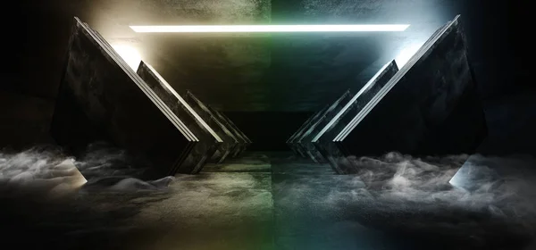 Smoke Neon Rainbow Glowing Circle Sci Fi Futuristic Virtual Spac