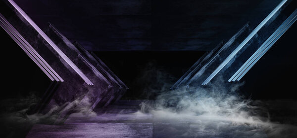 Smoke Sci Fi Futuristic Virtual Spaceship Abstract Triangle Shaped Glossy Metal Concrete Grunge Dark Empty White Glow Cinematic Corridor Room Hallway Entrance Modern 3D Rendering Illustration