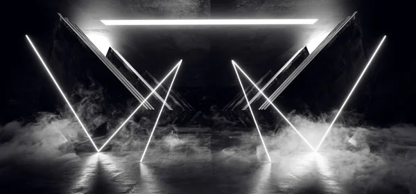 Smoke Abstract Neon White Glowing Triangle Sci Fi Futuristic Vir