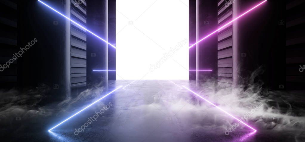 Smoke Neon Laser Fluorescent Purple Blue Futuristic Garage Showr