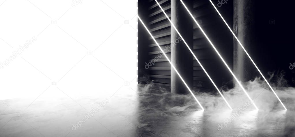 Smoke Neon Laser Fluorescent White Futuristic Column Garage Show