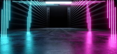 Sci Fi Neon Mor Mavi Fütüristik Canlı Floresan Alien Spa