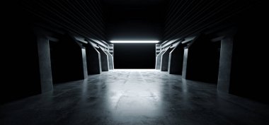 Fütüristik Modern Sci Fi Beton Koridor Koridor tünel wareho