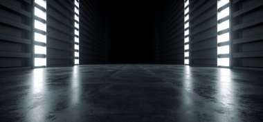 Fütüristik Modern Sci Fi Beton Koridor Koridor tünel wareho