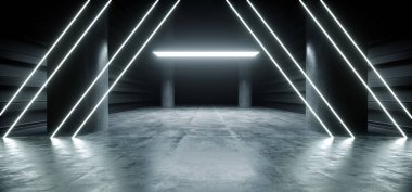 Sci Fi Neon Mavi Fütüristik Canlı Floresan Alien Spaceship 