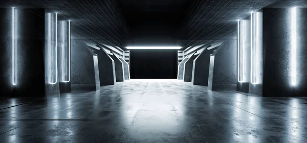 Futuristische moderne Sci Fi concrete hal corridor tunnel Wareho — Stockfoto