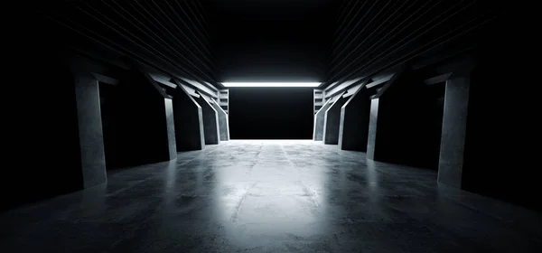 Futurista Modern Sci Fi Concrete Hallway Corridor Tunnel Wareho — Fotografia de Stock