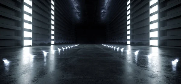 Futurista Modern Sci Fi Concrete Hallway Corridor Tunnel Wareho — Fotografia de Stock