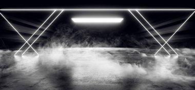 Sci Fi Gate Portal Sahne Duman Fütüristik Neon Lazer Uzay Gemisi F