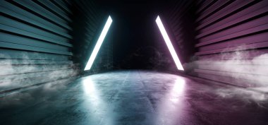 Gelecek Sci Fi Duman Neon Lazer Uzay Gemisi Gelecek Karanlık Koridor Gl