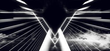 Sci Fi Üçgen Duman Fütüristik Neon Lazer Uzay Gemisi Gelecek Dar