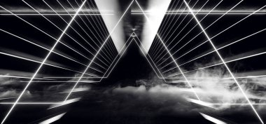 Sci Fi Üçgen Duman Fütüristik Neon Lazer Uzay Gemisi Gelecek Dar