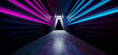 Neon Parlayan Canlı Bilim kurgu Fütüristik Koridor Tünel Mor Bl