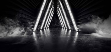 Sahne Fütüristik Sci Fi Duman Neon Lazer Uzay Gemisi Gelecek Dark C