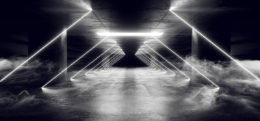 Üçgen Sci Fi Gate Portal Sahne Duman Fütüristik Neon Lazer Sp