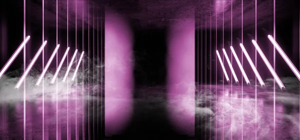 Psychedelische pijl driehoek Sci Fi rook Neon Laser ruimteschip fut — Stockfoto