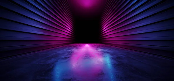 Fluo lumineux vibrant Sci Fi Futuristic Corridor Tunnel Violet Bl — Photo