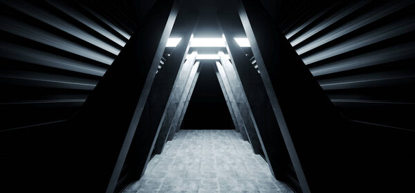 Future Corridor Tunnel Spaceship Dark Futuristic Sci Fi Reflecti