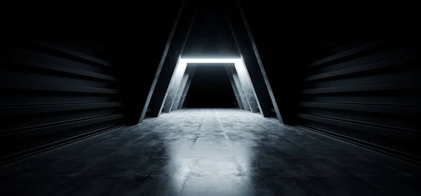 Gelecek Koridor Tünel Uzay Gemisi Dark Fütüristik Sci Fi Reflecti — Stok fotoğraf