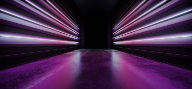 Koridor Sci Fi Gece Neon Show Canlı Kızdırma Mavi Mor Modern 