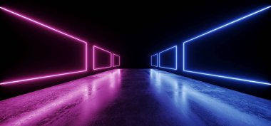 Sci Fi Night Neon Show Vibrant Glow Mavi Mor Modern Fütürist