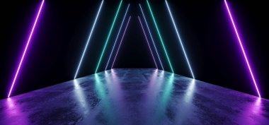 Gece Neon Show Canlı Kızdırma Mor Mavi Modern Fütüristik Altında