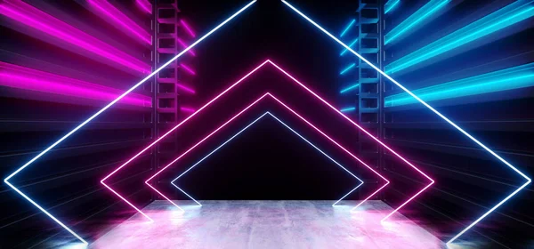 Futuristic Neon Dark Stage Construction Glow Purple Blue Retro M