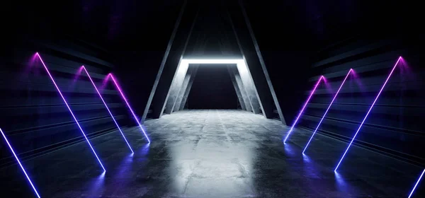 Dark Neon Retro Purple Blue Sci Fi Futuristic Triangle Shaped Co — Photo