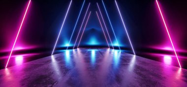 Sahne Üçgeni Fütüristik Mavi Mor Neon Kızdırma Sci Fi Canlı 