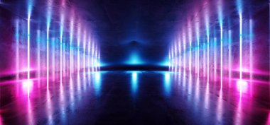 Sahne Fütüristik Mavi Mor Neon Kızdırma Sci Fi Canlı Dark Show