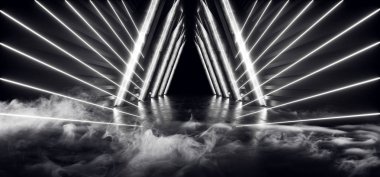 Duman Gelecek Soyut Neon Glow Retro Beyaz Modern Sci Fi Futuri