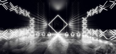 Duman Neon Dark Stage İnşaat Glow Beyaz Retro Modern Sci F