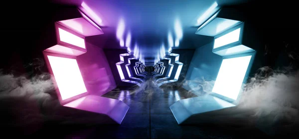 Rook Neon driehoek Puirple futuristische Sci Fi ruimteschip gloeien — Stockfoto