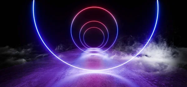 Smoke Fog Sci Fi Circle Neon Show Vibrant Glow Blue Purple Moder