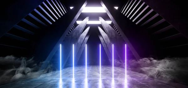 Smoke Dark Neon Rétro Purple Blue Sci Fi Futuristic Triangle Sha — Photo