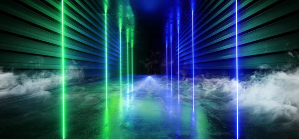 Fumo Laser Show Stage Neon Retro Modern Sci Fi Futurista Elega — Fotografia de Stock