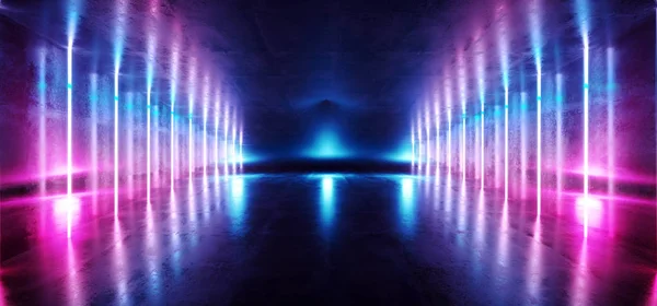 Scène Futuriste Bleu Violet Néon Lueur Sci Fi VIbrant Dark Show — Photo