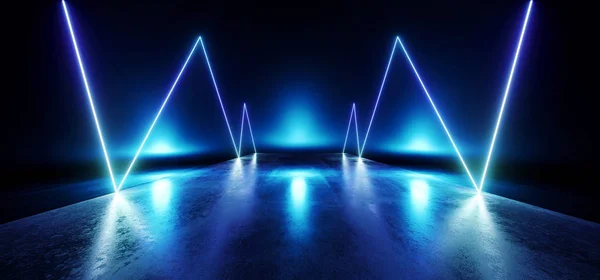 Futuristic Blue Neon Glow Sci Fi  VIbrant Dark Stage Showcase Po — Stock Photo, Image