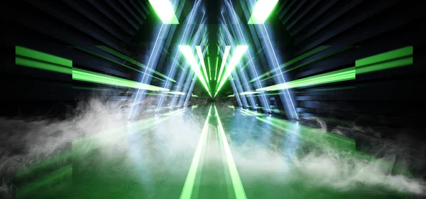 Duman Gelecek Soyut Neon Glow Retro Mavi Yeşil Modern Sci Fi F — Stok fotoğraf