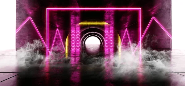 Círculo de Fibra Científica de Fumaça Néon Brilhante Vibrante Laser Beam Virtual Ligh — Fotografia de Stock