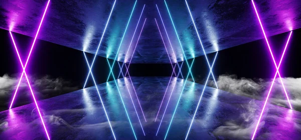 Rook futuristische Sci Fi Neon gloeiende paars blauw Laser vormige AB — Stockfoto