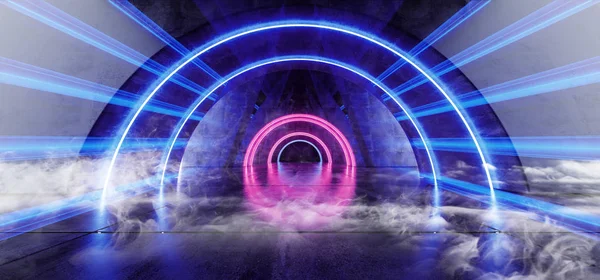 Smoke Futuristic Oval Circle Neon Glowing Purple Blue Shaped Las