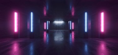 Karanlık Fütüristik Sci Fi Alien Spaceship Neon Club Retro Stage Con