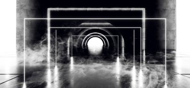 Duman Sci Fi Circle Neon Parlayan Canlı Lazer Işın Sanal Ligh