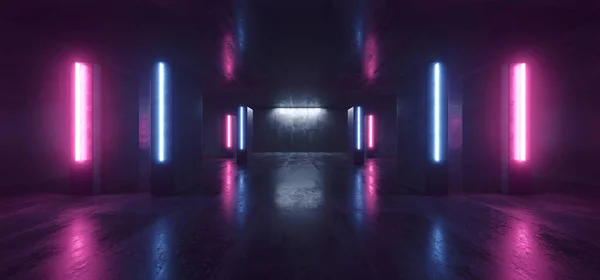 Dark Futuristic Sci Fi Nave espacial alienígena Neon Club Retro Stage Con — Foto de Stock