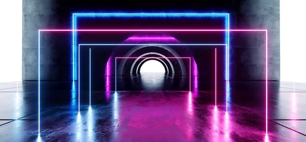 Futurisztikus ovális kör neon izzó lila kék téglalap alakú — Stock Fotó