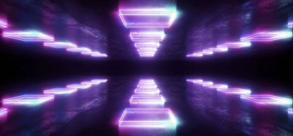 Futuristic Sci Fi Neon Glowing Purple Blue Laser Shaped Abstract — Stock Photo, Image