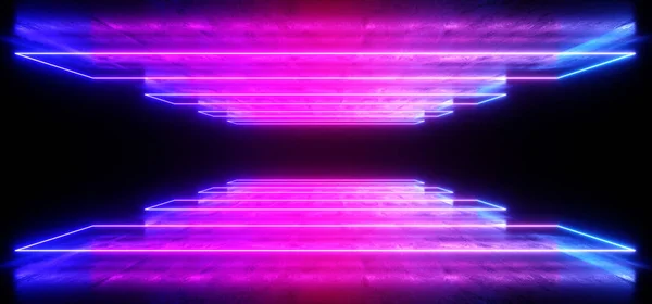 Futuristic Sci Fi Neon Glowing Purple Blue Laser Shaped Abstract — Stock Photo, Image