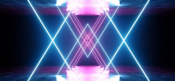 Futuristica fantascienza al neon luminoso viola blu laser caotico Abstrac — Foto Stock